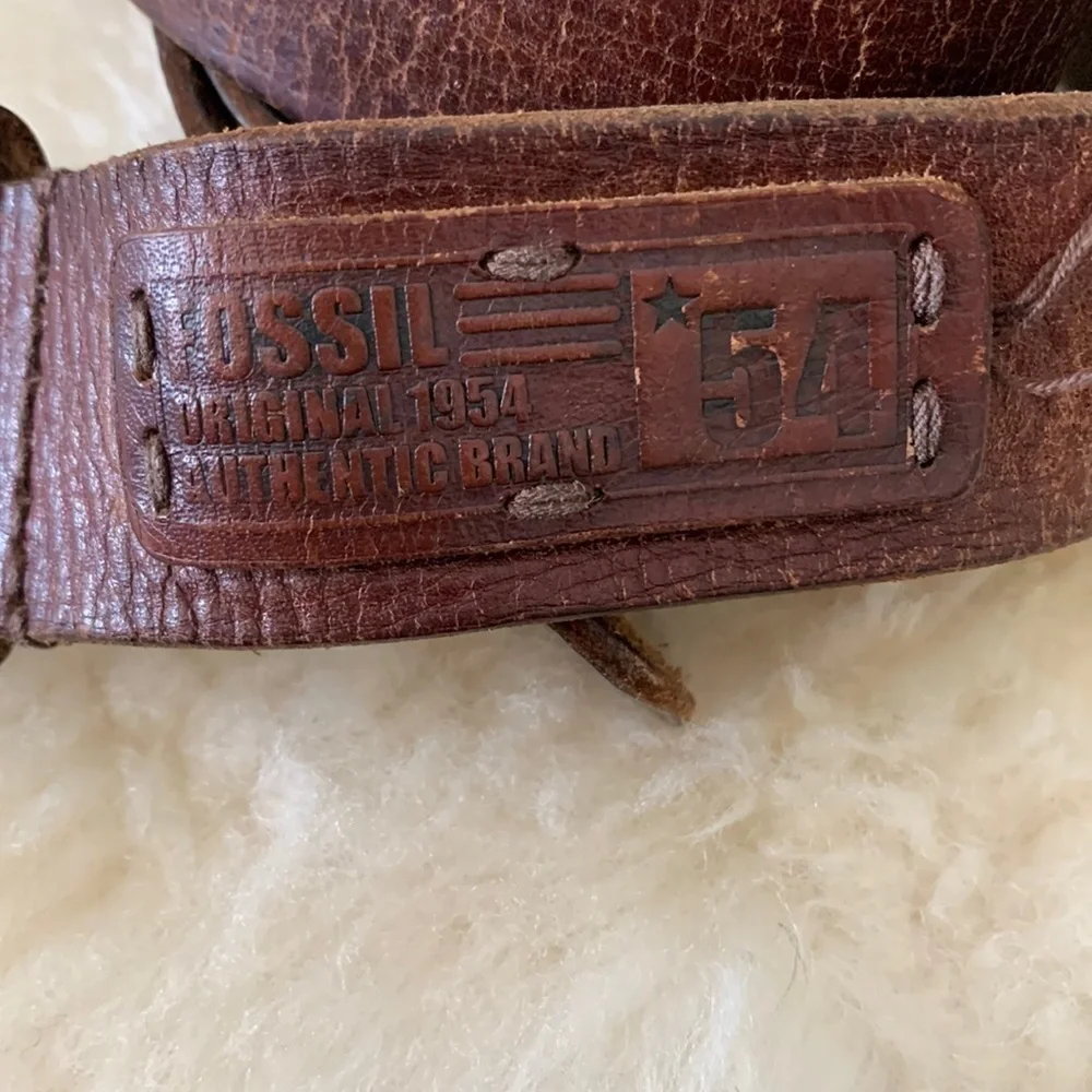 Fossil brown genuine leather men’s belt, size 42